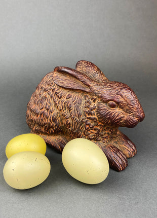 Brown Rabbit/Bunny Figurine. Chocolate Bunny with Flower Wreath. Easter/Spring Celebration.