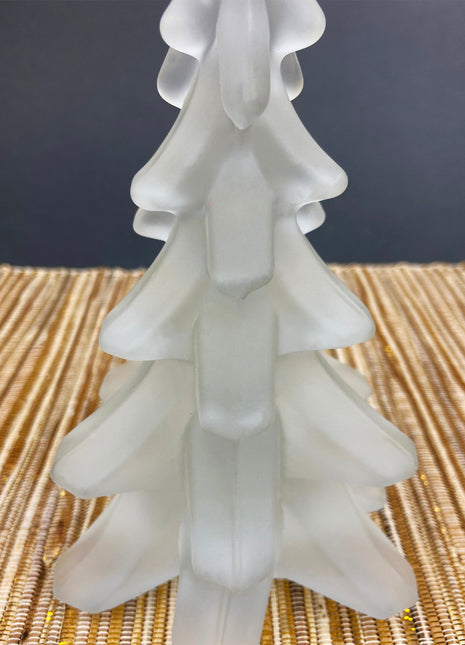 Frosted Crystal Christmas Tree. Hand Crafted Glass Pine. Holiday Decor. White Christmas. Collectible.
