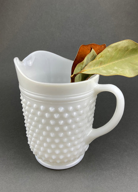 Vintage Milk Glass Pitcher. Large Hobnail Water or Juice Pitcher. Anchor Hocking Pitcher or Vase. Home Decor.Gift for Her.