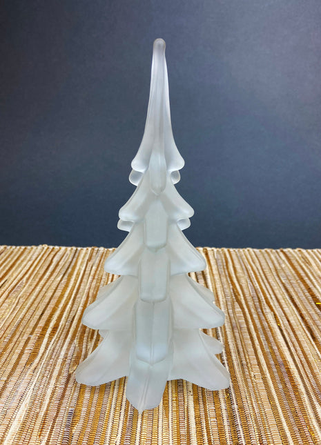 Frosted Crystal Christmas Tree. Hand Crafted Glass Pine. Holiday Decor. White Christmas. Collectible.