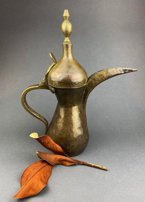 Antique  Large Aftaba . Primitive, Hand Hammered Brass Vessel for Water.  Made in Northern India and Persia.  Highly Collectible Pitcher.