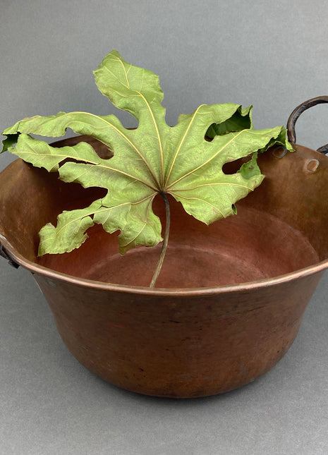 Antique Large Hand Hammered Copper Cauldron with Bronze Handles. Primitive Heavy Copper Pot. Rustic Home Decor. Primitive Copper Collection.