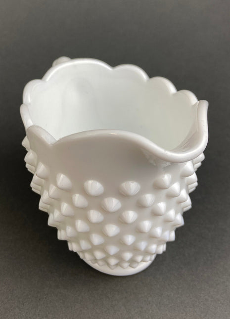 Milk Glass Large Creamer or Sauce Dish. Hobnail Serving Dish. Scalloped edge Creamer or Sauciere. Fine Dining. Colectibles. Replacements.