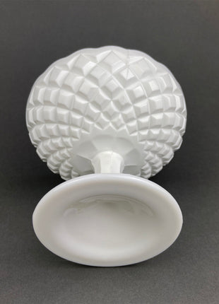 Vintage Milk Glass Footed Serving Dish or Goblet. Waffle Pattern with Scalloped Edge. Candy Dish. Trinket Dish. Collectibles. Replacements.