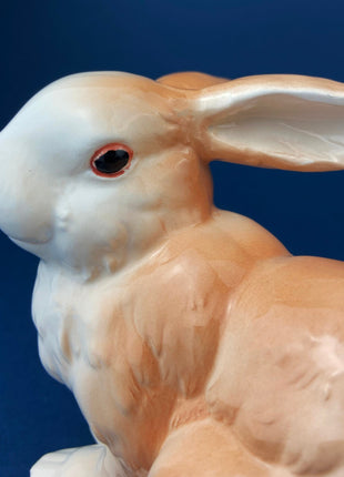 White and Gold Rabbit/Bunny Figurine. Sitting Bunny with Gold/Brown Patches. Easter/Spring Celebration. Childrens' Room Decor.