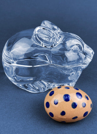 Glass Bunny Butter Dish. Clear Glass Jar Shaped Like Rabbit. Trinket Box. Spring/Easter Celebration. Collectible Glass.