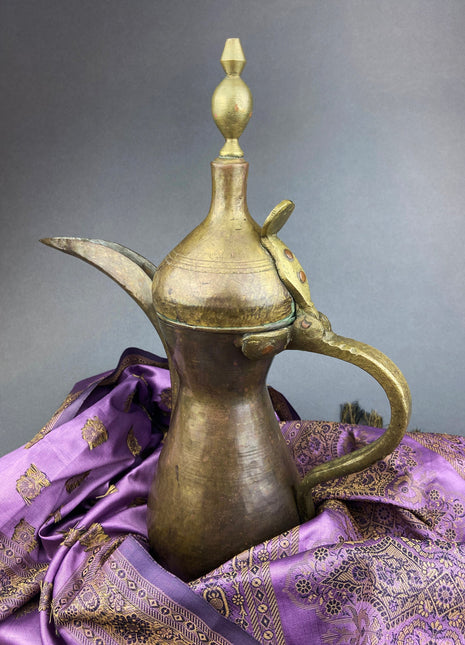 Antique  Large Aftaba . Primitive, Hand Hammered Brass Vessel for Water.  Made in Northern India and Persia.  Highly Collectible Pitcher.
