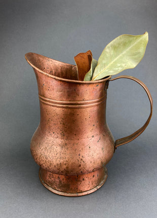 Vintage, Hand Hammered Copper Jug. Primitive Pitcher. Copper Vase. Water Vessel. Collectible Rustic Home Decor.