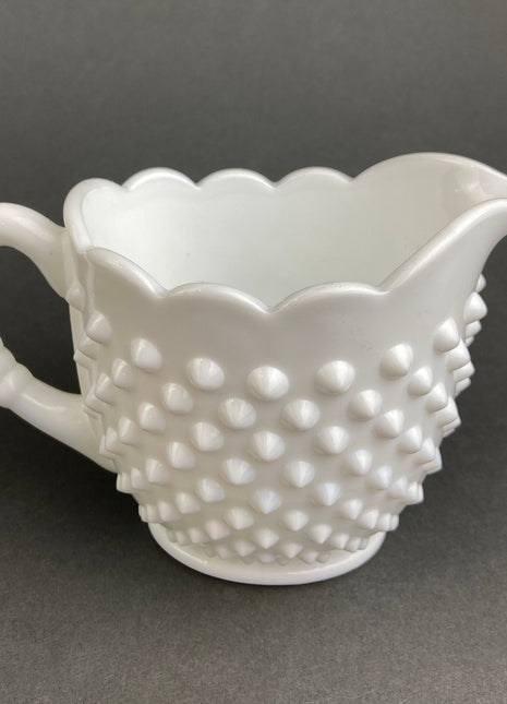 Milk Glass Large Creamer or Sauce Dish. Hobnail Serving Dish. Scalloped edge Creamer or Sauciere. Fine Dining. Colectibles. Replacements.