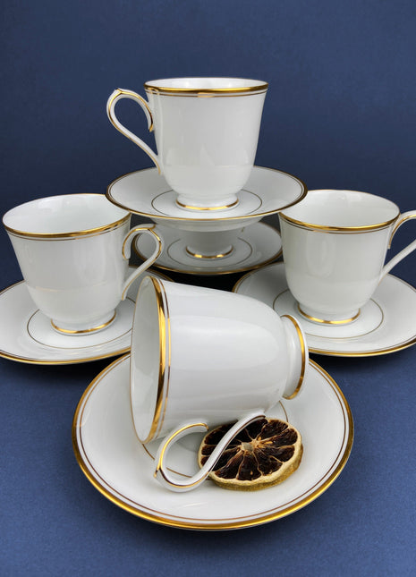 Cups and Saucers. Allison Pattern Tea Set of Five by Noritake, Japan.