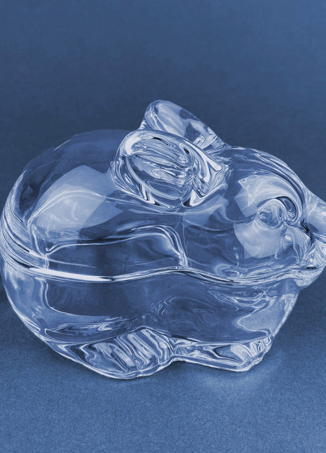 Glass Bunny Butter Dish. Clear Glass Jar Shaped Like Rabbit. Trinket Box. Spring/Easter Celebration. Collectible Glass.