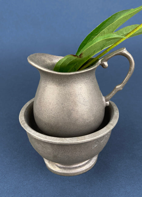 Vintage Pewter Creamer and Sugar Bowl. BWP USA. Collectible Pewter Set of Two. Gift for Him.