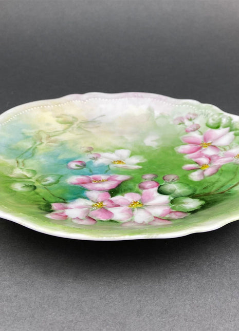 Decorative or Serving Plate by O.&F.G. Royal Austria. Hand Painted Tea Roses on Fine Bone China. Display Plate or Serving Platter.