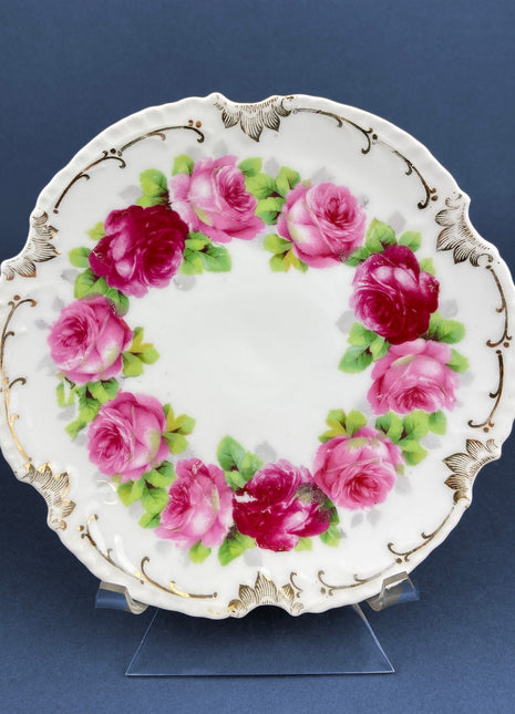 Antique Decorative Plate by Marseille Z.S. & Co.,Zeh, Scherzer and Co., Bavaria. Hand Painted Roses. Desert Plate. Fine Dining.