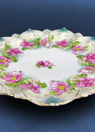 Antique Decorative Plate by Imperial Vienna. Hand Painted Collectable Serving Platter. M.Z. Austria. 1900-1909.