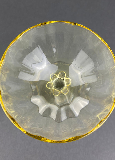 Vintage Fostoria Crystal Topaz Wine Glasses. Light Yellow Stem 5098 Glasses. Set of Five. Fine Table Glassware. Gold Table Decor.