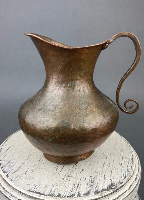 Vintage, Hand Hammered Copper Jug. Primitive Pitcher. Copper Vase. Water Vessel. Collectible Rustic Home Decor.