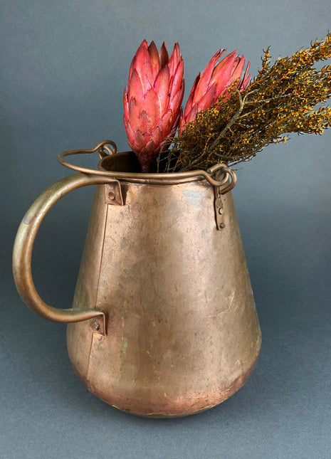 Vintage, Hand Hammered Copper Jug. Primitive Pitcher. Copper Vase. Water Vessel. Collectible Rustic Home Decor.