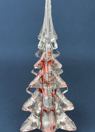 Lead Crystal Christmas Tree with Green Speckles.  Hand Crafted Glass Pine Tree.  Stylish Table and Holiday Decor.