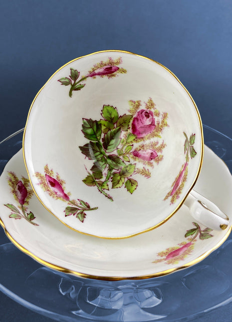 Vintage Tea/Coffee Cup and Saucer. Royal Chelsey Moss Rose. English Bone China. Fine Dining. Collectible Cup and Saucer.