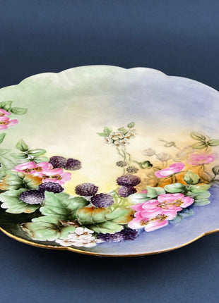 Antique Large Decorative Plate by Limoges, France. Hand Painted by Grace Whittaker 1903. Serving Platter. Fine Dining. Collectible Plate.