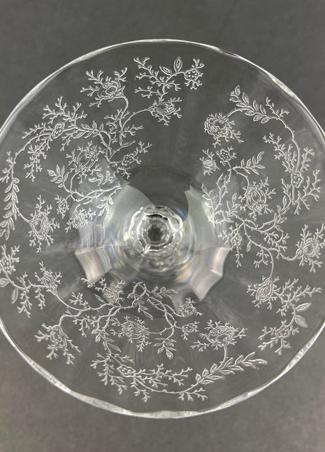 Vintage Fostoria Claret Wine Glasses. Set of Two Chintz Motif Stemware. Fine Dining.