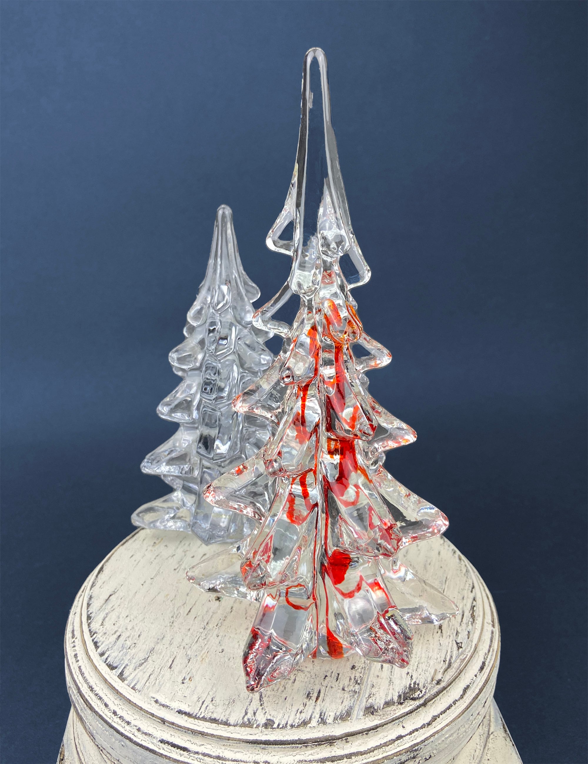 Lead Crystal Christmas Tree with Green Speckles. Hand Crafted Glass Pine  Tree. Stylish Table and Holiday Decor.