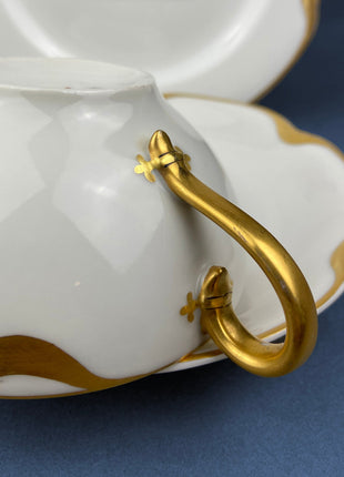 Antique Limoges Porcelain Serving Set. Tea or Coffee Cup with Saucer, Dinner, and Salad Plates. Finest Porcelain by Haviland, France.