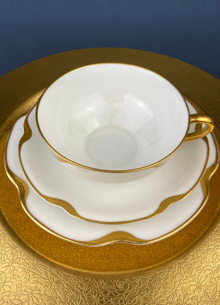 Antique Limoges Porcelain Serving Set. Tea or Coffee Cup with Saucer, Dinner, and Salad Plates. Finest Porcelain by Haviland, France.