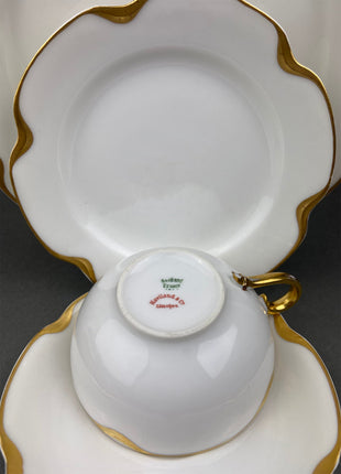 Antique Limoges Porcelain Serving Set. Tea or Coffee Cup with Saucer, Dinner, and Salad Plates. Finest Porcelain by Haviland, France.