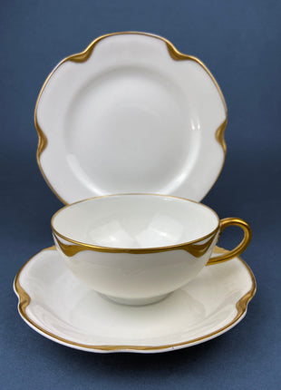 Antique Limoges Porcelain Serving Set. Tea or Coffee Cup with Saucer, Dinner, and Salad Plates. Finest Porcelain by Haviland, France.