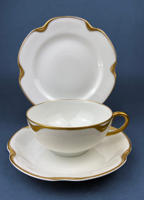Antique Limoges Porcelain Serving Set. Tea or Coffee Cup with Saucer, Dinner, and Salad Plates. Finest Porcelain by Haviland, France.