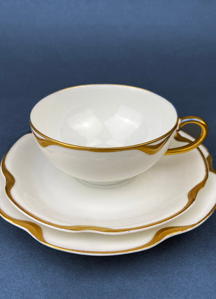 Antique Limoges Porcelain Serving Set. Tea or Coffee Cup with Saucer, Dinner, and Salad Plates. Finest Porcelain by Haviland, France.