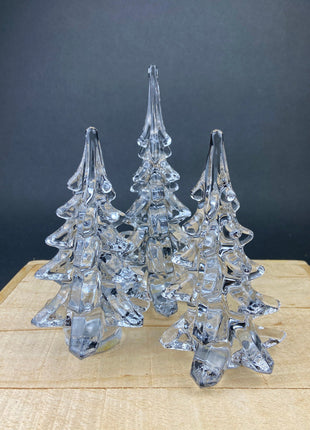Crystal Christmas Tree. Clear Art Glass Art Spruce Tree. 6" Tall Pine. Holiday or Year-Round Decor.