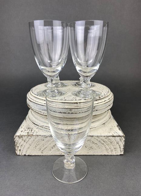 Vintage Contour Clear by Fostoria Crystal Juice Glasses with S Shaped Stem. Set of Five Small Stemware. Collectible Glassware. Fine Dining.