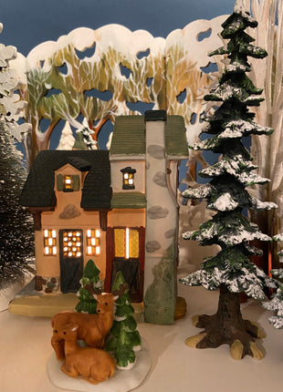 Christmas Village "Martin House" First Edition by Santa's Best. Illuminated Our Town Porcelain Collectable. Holiday Decor.