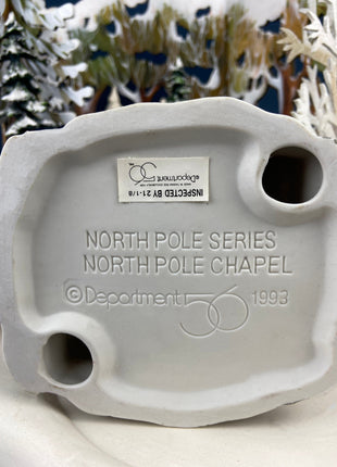 Christmas Village by Dept 56. Illuminated North Pole Chapel. North Pole Series. Holiday Decor. Christmas Celebration.