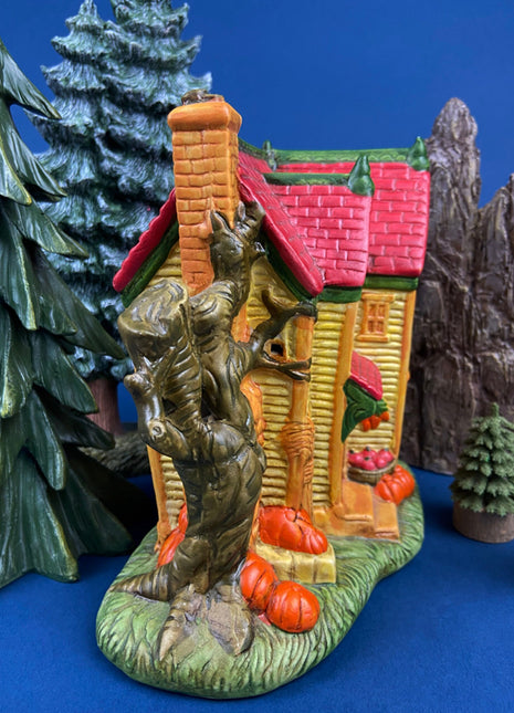 Haunted Porcelain Pumpkin House. Hand-Painted Illuminated Village Accessory. Fall/Thanksgiving/Halloween Celebration. Kids Room Decor.