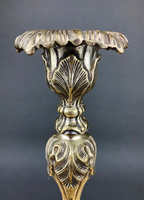 Antique Pillar Candle Holder/Silver Plated Candle Stand/Art Nouveau Relief. Fine Dining.