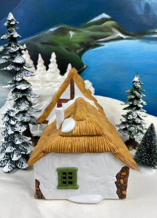 Department 56 Christmas Village Accessories. Illuminated Cottage of Bob Cratchit and Tiny Tim. Dicken's Village Series.