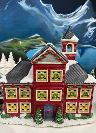 Christmas Village School. St. Nicholas Illuminated School House. The Village Collection. Holiday Celebration.