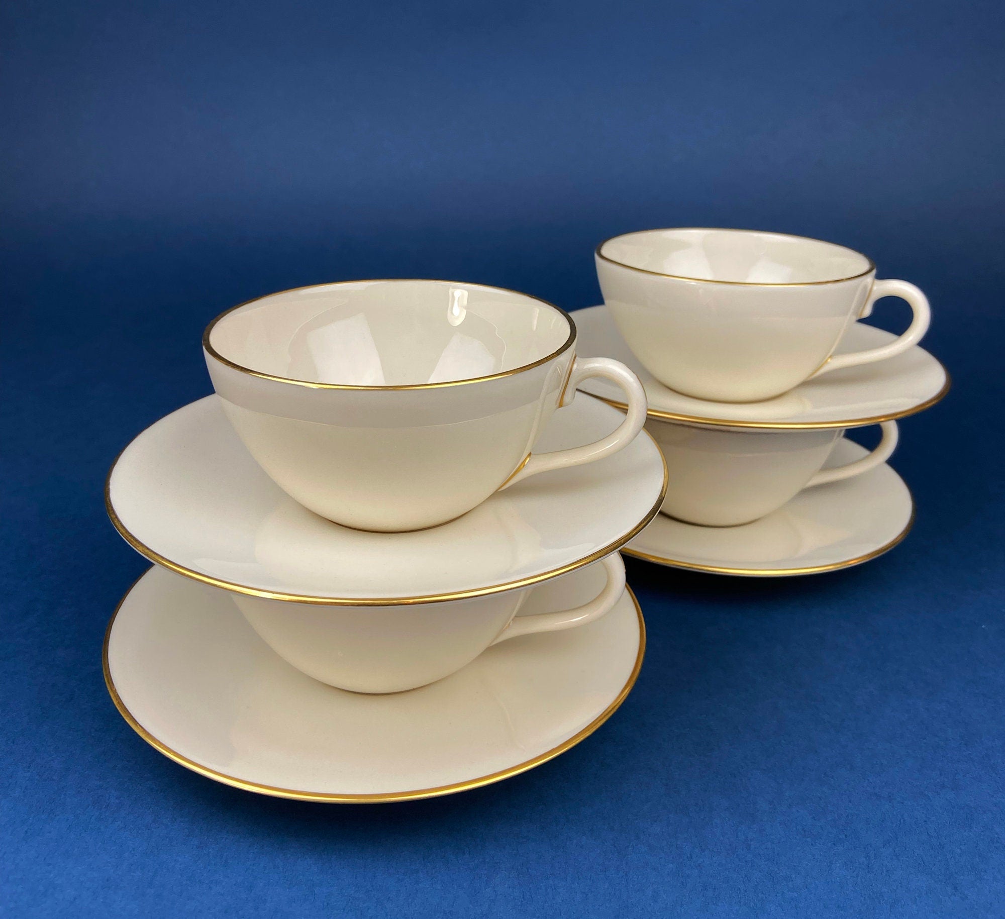 Spin White Porcelain Cup And Saucer Duo Set Of 4 - World Market