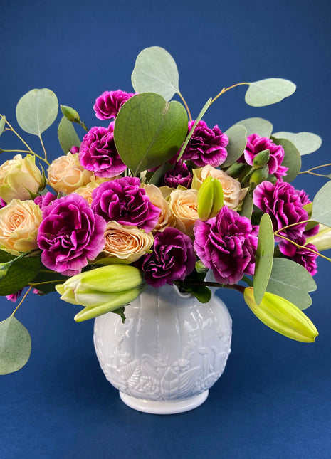 Fenton Milk Glass Vase. Vase with Embossed Wild Flowers and Ruffled Edge. White Bedroom Decor. Collectible Milk Glass.