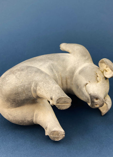 Funny Piglet Figurine. Frolicking and Smiling Pig.  Animal Lovers. Animal Themed Kitchen, Kids Room, or Gift for Pig Lovers.