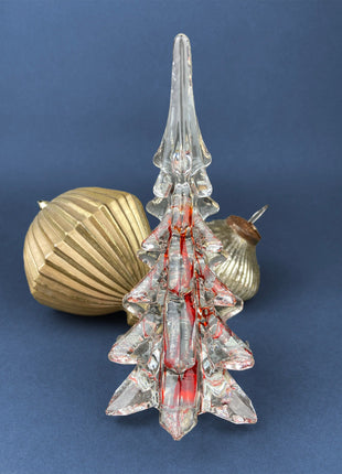 Clear Glass Christmas Tree. Hand Crafted, Art Glass Spruce Tree. 5.5" Tall Pine. Ice Tree. Holiday or Year-Round Decor.