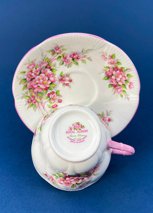 Royal Albert Tea Cup and Saucer. Blossom Time Series, Apple Blossom. Highly Collectible.