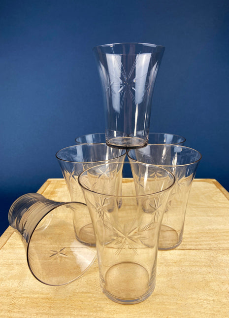 4 Vintage CRYSTAL Bubble Stem Etched Cocktail Glasses Tiffin -  in 2023