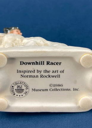 Kids & Dog on Sled Porcelain Figurine. Christmas. Downhill Racer. Inspired by Norman Rockwell. Museum Collections. Snow King. Collectibles.