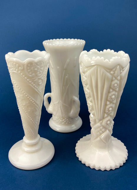 Milk Glass Vases + Milk Bottle Holder Floral Arrangement - an inspired nest