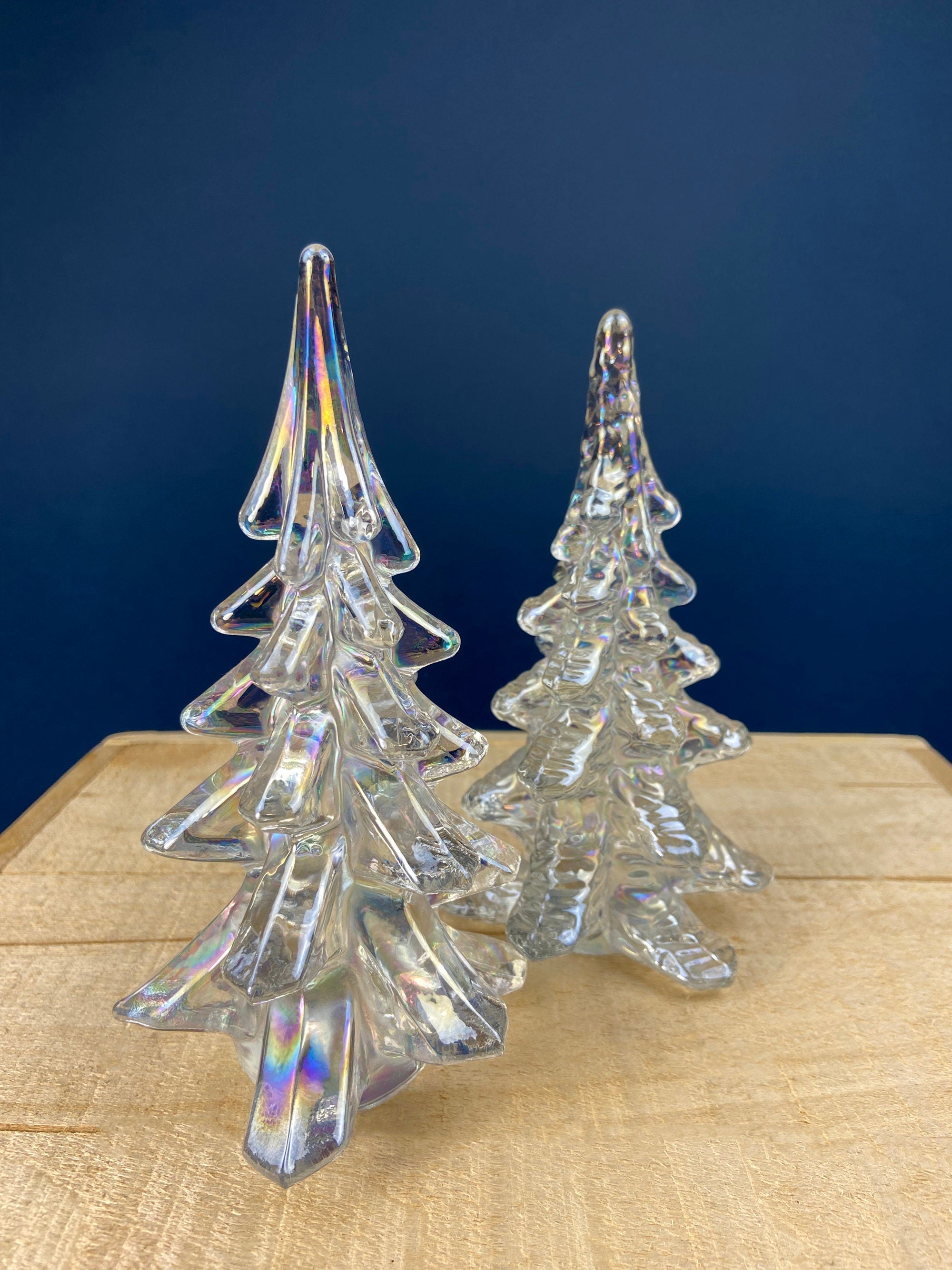 Lead Crystal Clear Christmas Tree. Hand Crafted Art Glass Spruce Tree. 8